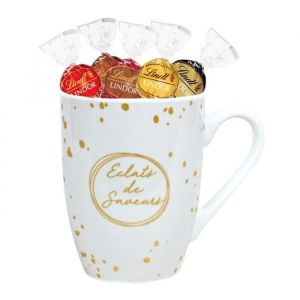 LINDT Mug + 15 chocolats LINDOR assortis Coffret cadeau gourmand chocolat