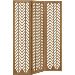 Homcom Paravent intérieur ajouré 3 panneaux pliables séparateur de pièce bois de paulownia verni