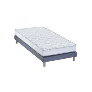 Image de Ensemble Matelas 100% latex 5 zones ORIGINEL + Sommier Spécial Dos Sensible Fabriqué en France Dimensions 80 x 200 cm, Sommier Bleu denim