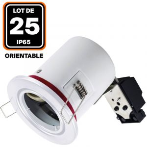Europalamp Lot de 25 Supports Spot BBC Orientable Blanc avec Douille GU10