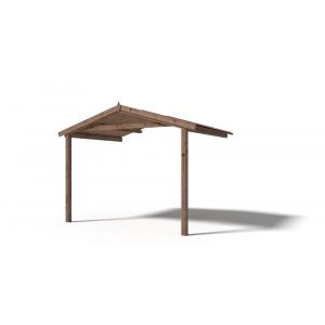 Avant-toit en bois 3x2m pour le chalet de jardin 3m, trait&eacute;, marron