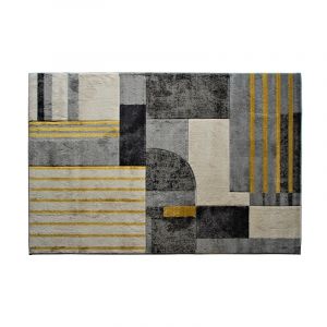 The Deco Factory Tapis style art déco gris jaune 120x170