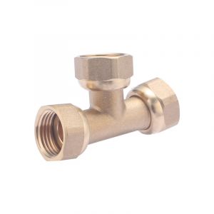 Comptoir de picardie Sans marque T&eacute; triple &agrave; visser laiton F 15 x 21 pour tube en cuivre