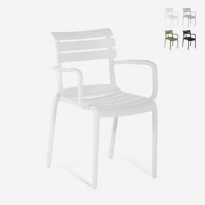 Ahd Amazing Home Design - Chaise d'ext&eacute;rieur en polypropyl&egrave;ne avec accoudoirs bar cuisine Satin - Blanc