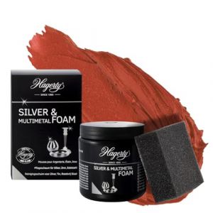 Hagerty Silver & Multimetal Foam Mousse nettoyante I 185g I Pour redonner de l'éclat aux objets en argent, métal argenté, étain et acier inoxydable I Éponge incluse
