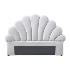 T&ecirc;te de lit coquillage - 140 cm - Velours - Blanc - MOANA