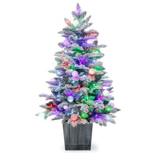 Sapin de No&euml;l pr&eacute;-&eacute;clair&eacute; Coast - 100 cm - blanc/vert - avec 148 branches en PVC & PE - 80 lumi&egrave;res LED