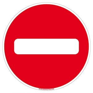 Panneau Sens Interdit. Interdiction de Circuler. Signalisation Interdiction. Sticker Sens Interdit, Panneau PVC, Alu - Adhésif - Diamètre 125 mm