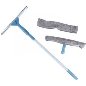 Set de nettoyage vitre 4 pi&egrave;ces raclette &eacute;ponge chiffon