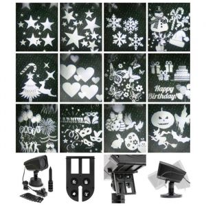 Lotti XmasKING Projecteur LED d'extérieur noël - 12 motifs - 4 x 3 W - Blanc