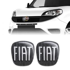 Fiat 14188A-2Pz Autocollant 3D Remplacement Logo pour Doblò, Noir, 2 Pièces Avant et Arrière