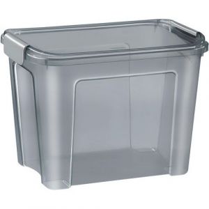 CEP Office Solutions Boîte de rangement polypropylène avec couvercle et poignées clips - 18 Litres - Gris translucide