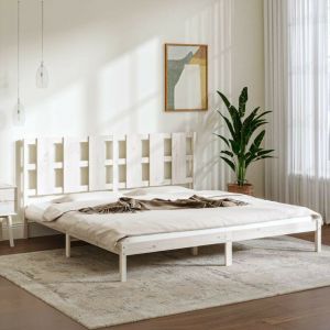 VidaXL Cadre de lit Blanc Bois massif 180x200 cm Super King
