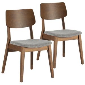 Pack de 2 chaises couleur noyer, bois massif