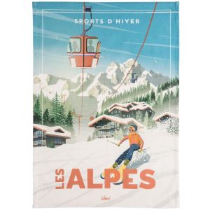 Torchon coton imprimé vert SPORTDHIVER ALPES