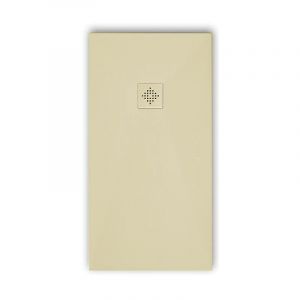 Stano Receveur de douche 70 x 120 cm extra plat PURE en résine surface ardoisée beige Grille beige