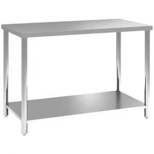 Homcom Table de Travail à 2 étagères, établi d'atelier en Acier Inoxydable, Plan de Travail pour Atelier, Garage, Hangar, Charge 100 kg, 120 x 60 x 86 cm, argenté