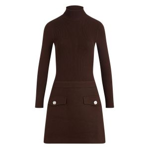Morgan Robe courte ajust&eacute;e 2-en-1 marron fonc&eacute; femme - Taille 40