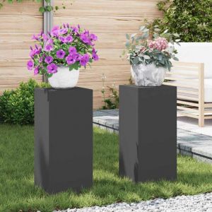 VidaXL Supports pour plantes 2 pcs Noir 24 x 24 x 55 cm Acier