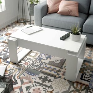 Table basse effet bois blanc 110x45h55 cm