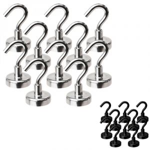 Linxor Lot de 10 crochets magn&eacute;tiques anti-rouille diam&egrave;tre 4 mm - KN25 - Chrom&eacute;