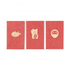 Enveloppes petites en papier de bambou avec motifs porte-bonheur - Rouge