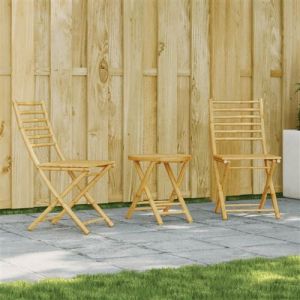VidaXL Ensemble de bistro 3 pcs bambou, ensemble de bistro de jardin, ensemble de balcon, ensemble de meubles d'ext&eacute;rieur