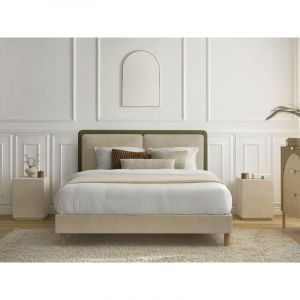 Bobochic Lit mara tissu texturé bicolore avec lattes massives 140x190 Vert