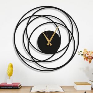 Horloge Murale - DEKORY - Les Cercles En M&eacute;tal - 60 cm - Acier - Effet 3D