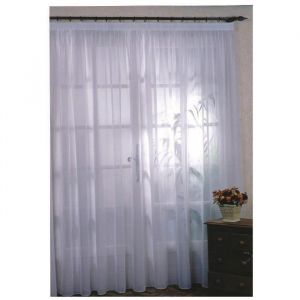 Home maison Voilage Blanc sur fond sablé à galon fronceur avec bas plombé 420x240 cm - Blanc