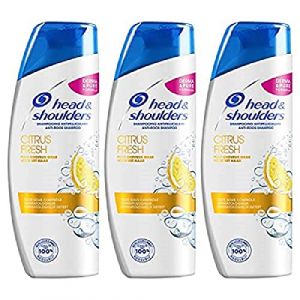 Head & Shoulders Citrus Fresh Shampoing Antipelliculaire, Protection Longue durée contre les Démangeaisons, pour Cheveux Gras, Parfum D'Agrumes, Lot de 3 x 500 ml