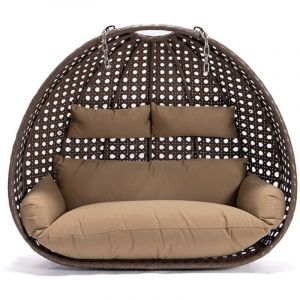 Home Deluxe - Fauteuil suspendu en poly rotin twin couleur : marron, équipement : panier et coussin
