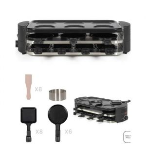 Livoo Appareil à raclette - 1600W - 8 personnes - 8 caquelons - Revêtement antiadhésif sans PFAS