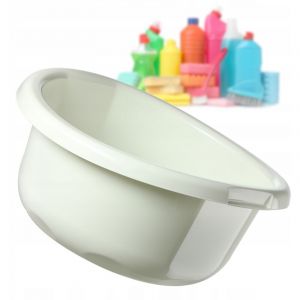 Image de KADAX Bassine en Plastique pour le Lavage &agrave; la Main des V&ecirc;tements et de la Vaisselle, Dot&eacute;e d'une Forme Ronde et de Poign&eacute;es Ergonomiques (15L, Cr&egrave;me)