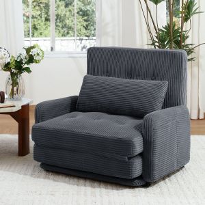 Canap&eacute; Lit 4-en-1 Pliable HOMEMIYN - Gris Anthracite, Multifonctionnel et Confortable