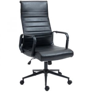 CLP Fauteuil de bureau Kolumbus en véritable cuir noir/noir