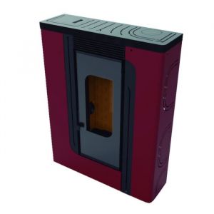 Fm Poêle à granulés BP300K Rouge et noir 9,5kW
