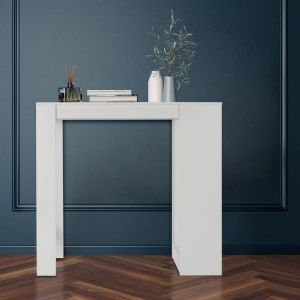 Ml-design - Table de Bar avec 3 &Eacute;tag&egrave;res, 110x50x103 cm, Blanc, en Panneau de Particules M&eacute;lamin&eacute;, Moderne, Table de Bar Bistro, Comptoir de Cuisine