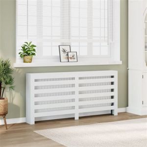 VidaXL Cache-radiateur blanc 175x20x82 cm bois d'ingénierie, bouchon de radiateur, cache-radiateur haut, radiateur à profil réduit