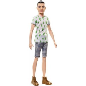 Mattel Ken Fashionistas - Chignon - T-shirt cactus et Bermuda Jean