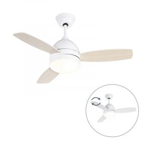Qazqa Ventilateur de plafond blanc avec télécommande - Rotar Moderne Luminaire interieur Rond