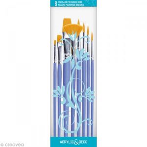 Pebeo Pinceau - Assortiment de 8 pinceaux en polyamide doré