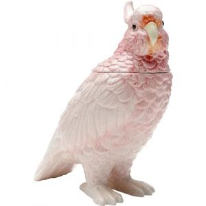 Kare Design Kare Bo&icirc;te d&eacute;corative Design - Oiseau Exotique - Rose - Peinte &agrave; la Main - C&eacute;ramique &eacute;maill&eacute;e - Figurine d&eacute;corative pour Salon, Cuisine - 23 x 24 x 11 cm (H x l x P)