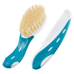 Image de Nuk Brosse pour b&eacute;b&eacute; 100% poils naturels avec peigne &agrave; dents arrondies