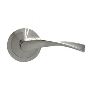 Micel 07082 - Jeu de poignée avec rosace large (65 mm) et poignée en aluminium, finition nickel satiné, couleur argent, 135 x 65 x 65 mm