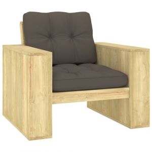 VidaXL Chaise de jardin avec coussins taupe Bois de pin imprégné