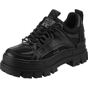 Buffalo ASPHA HYB - Shoe Flat - Vegan Nappa/Mesh - Noir Imitation Leather 38 EU