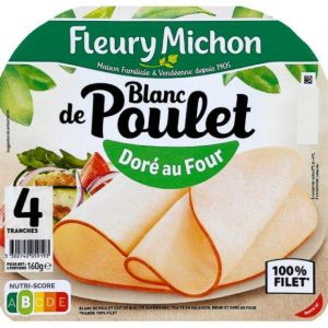 Fleury Michon Blanc De Poulet Dor&eacute; Au Four - La Barquette De 4 Tranches - 160 G