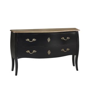 Commode plateau en chêne 2 tiroirs noire