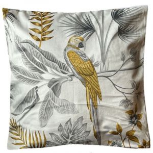 Housse de coussin toucher velours 45 x 45 cm - Perroquet